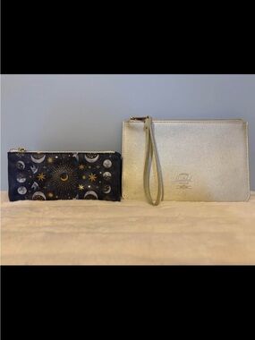 BRAND NEW!!! Gold Herschel zip pouch & Indigo zip pencil case🍓GIFT WITH PURCHASE